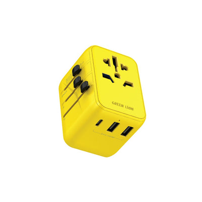 Green Lion 12w Universal Travel Adapter - White/ Blue/ Yellow