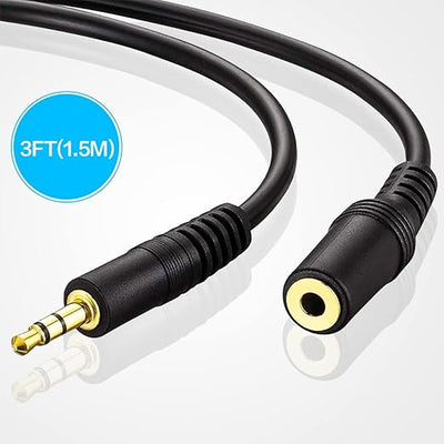 1.5M 5 Feet 3.5mm Jack Audio Stereo Earphone M/F Extension Cable Cord Male to Female