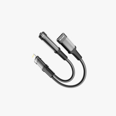 GREEN LION 2 IN 1 EARPHONE & CHARGING ADAPTER LIGHTNING TO LIGHTNING + 3.5 12CM -