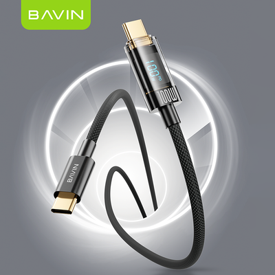 BAVIN U-CB309 PD Fast Charging Data Transfer Cable w/Power Display Suitable for iPh 16 C-C 100W C-L 30W