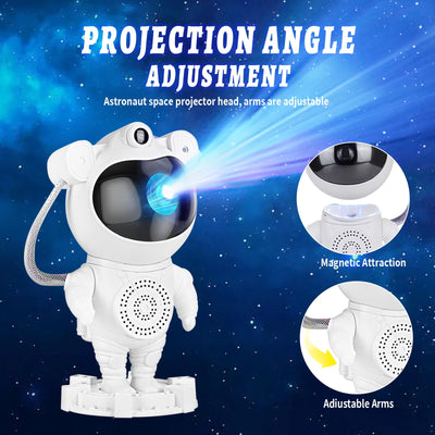 Bluetooth Astronaut Galaxy Projector Lamp with Speaker | LED Star Nebula Ceiling Projector with Remote Control and Adjustable Brightness | Astronaut Night Light