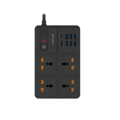 GREEN LION POWER SOCKET 7 USB-A PORT & 1 PD PORT - BLACK
