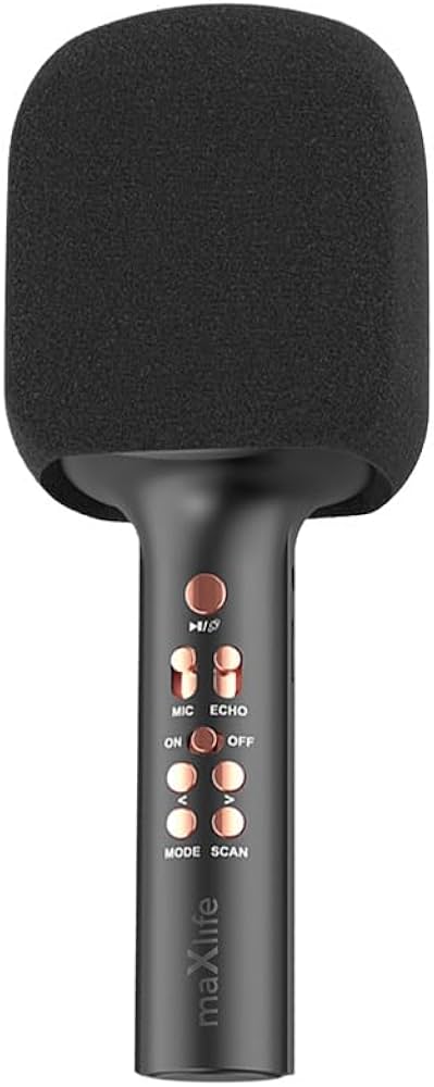 Maxlife MXBM-600 Bluetooth Microphone with Speaker, Black, Wireless Speaker with Microphone, 3 W, Compatible with iPhone, Android, 1200 mAh Battery, Portable Music Machine for Children, Adults