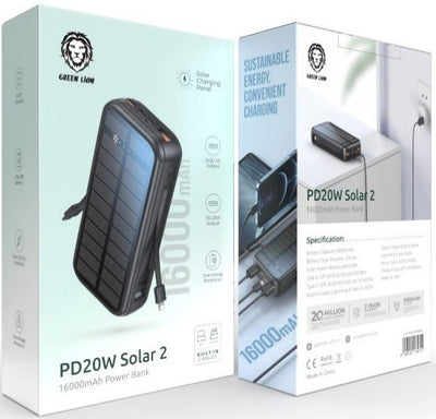 Green Lion PD2OW Solar 2 16000mAh Power Bank