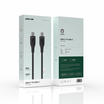 GREEN LION USB-C TO USB-C PVC CABLE 1M - BLACK