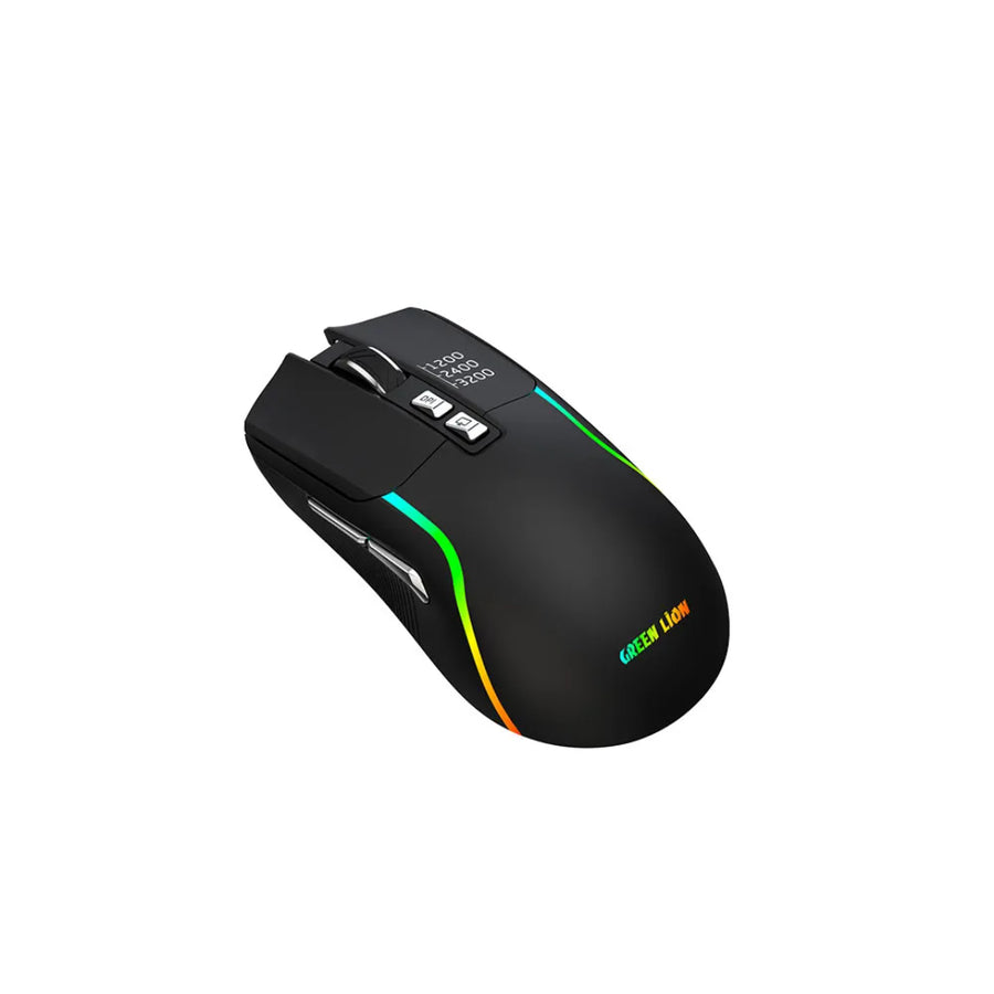 GREEN LION RECHARGEABLE GAMING MOUSE - BLACK