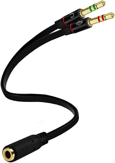 Headphone Splitter for Computer 3.5mm Female to 2 Dual 3.5mm Male Mic Audio Y Splitter Cable Smartphone Headset to PC Adapter