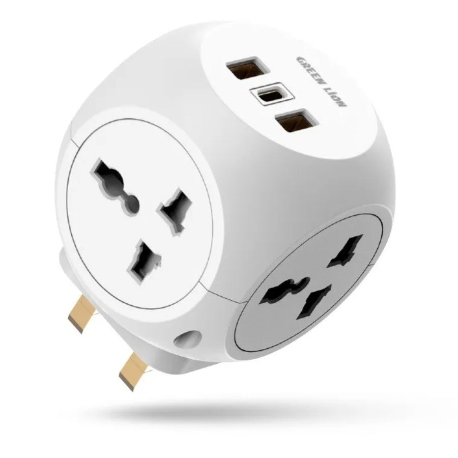 GREEN LION MULTI PORT TRAVEL ADAPTER - WHITE