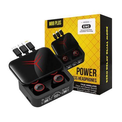 M88 Plus Bluetooth Wireless Earbuds with 3 Charging Cables Bluetooth V5.3 Airpods Touch Control Gaming Airbuds HIFI Stereo Sound Noise Reduction With Mic
