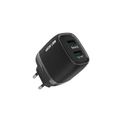 GREEN LION DUAL USB 12W WALL CHARGER WITH USB-A TO LIGHTNING CABLE 1M EU - BLACK
