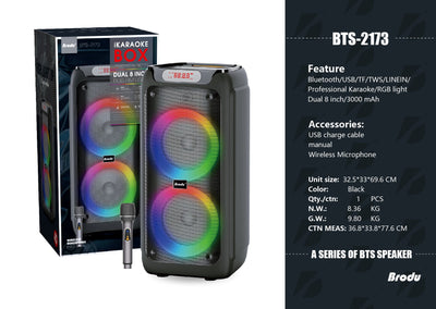 2*8 inch Karaoke Speaker VIP3 Model Unit Size: 32.5*33*69.6CM BTS-2173