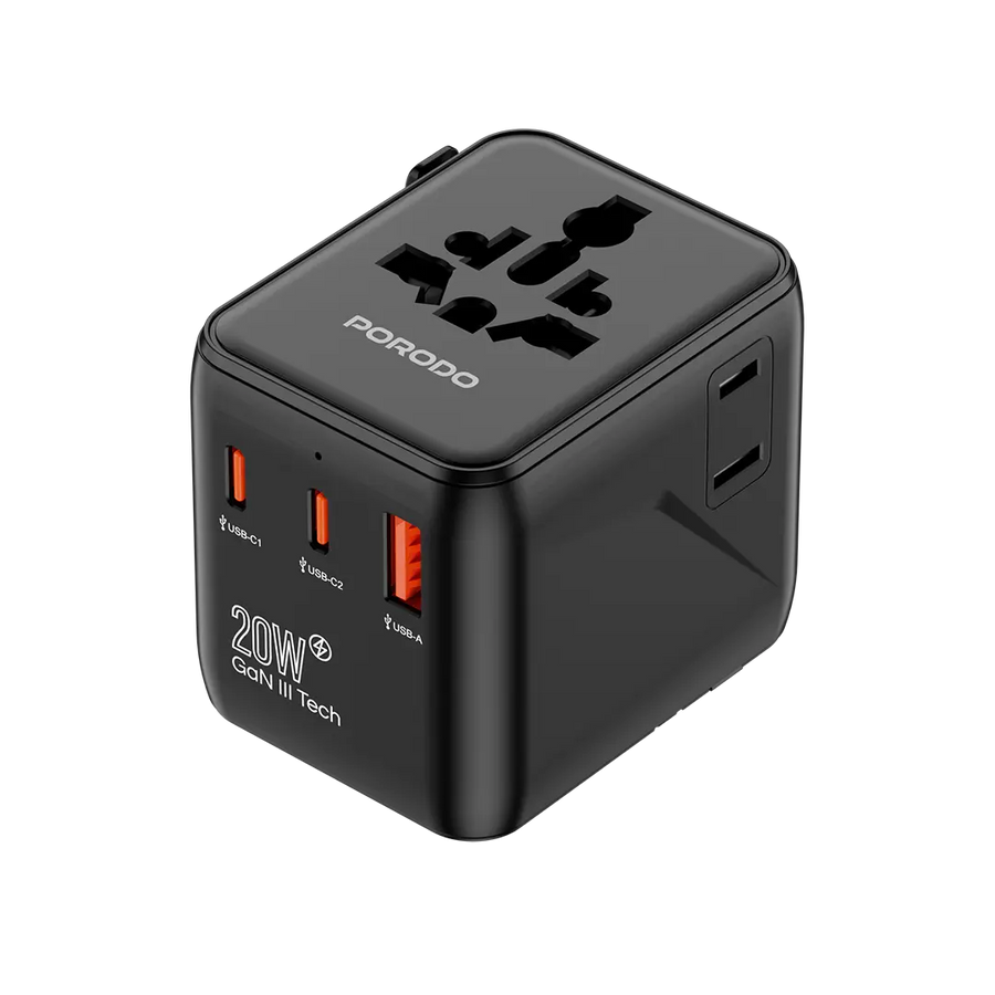 Porodo Universal Travel GaN Quick Charger PD-FWCH053-BK