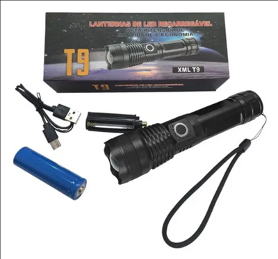 Tactical Military LED Flashlight, Rechargeable T9 XML T9