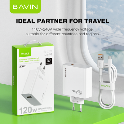 BAVIN C-PC953-C 120W Super Fast Charger for Xiaomi amp;amp; Redmi w/ Type-C Cable