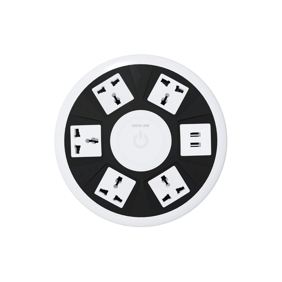 GREEN LION 7 IN 1 POWER SOCKET 5AC UNIVERSAL OUTLET + 2USB - WHITE