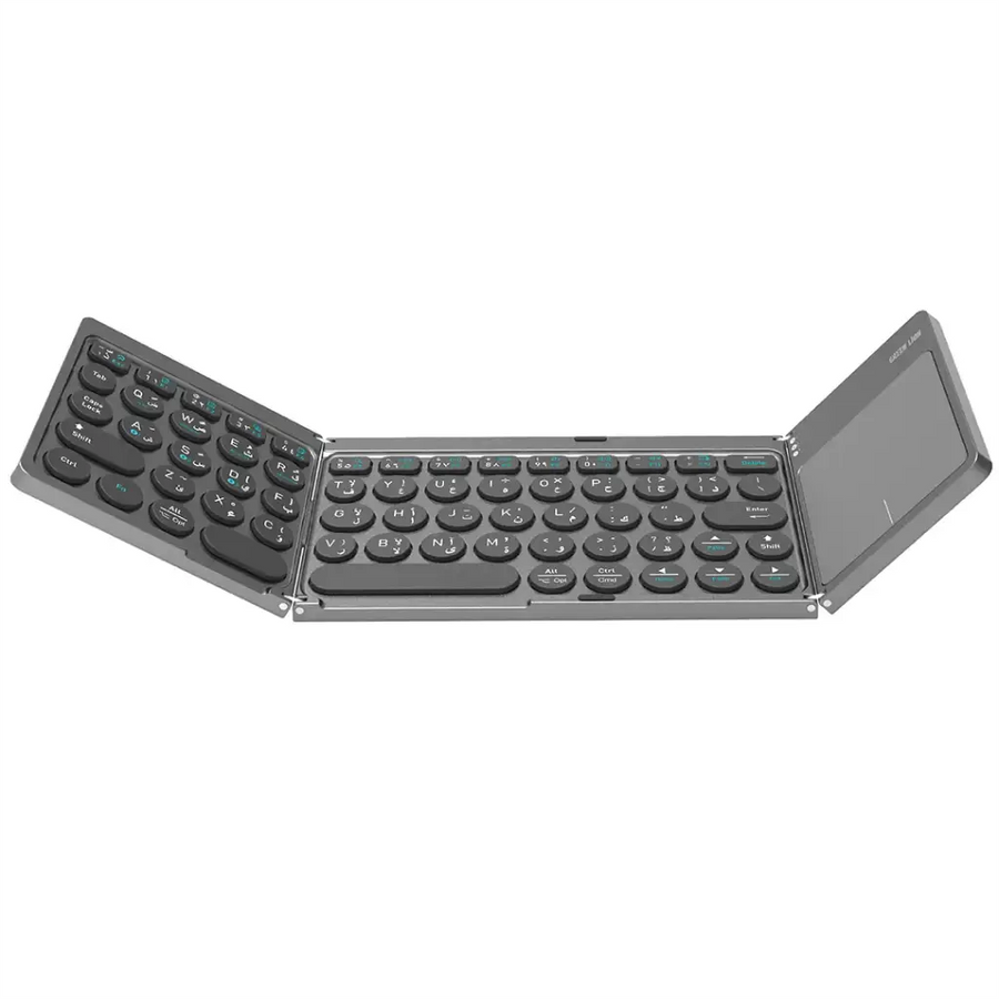 Green Lion Tri-Fold Wireless Keyboard Arabic & English - Gray