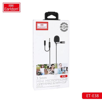 Earldom ET E38 3.5mm jack Microphone, Mini Microphone with Clip, Hand-free design Record sound for meeting chatting video shooting.