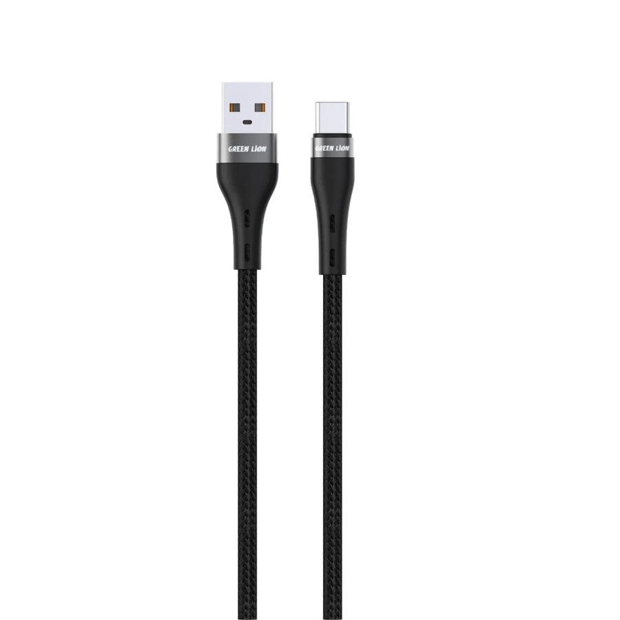 GREEN LION USB - A TO USB - C BRAIDED CABLE 15W - 1M - BLACK