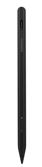 PORODO 130mAh STYLUS PEN WITH LITHIUM BATTERY AND TYPE C CHARGING -BLACK