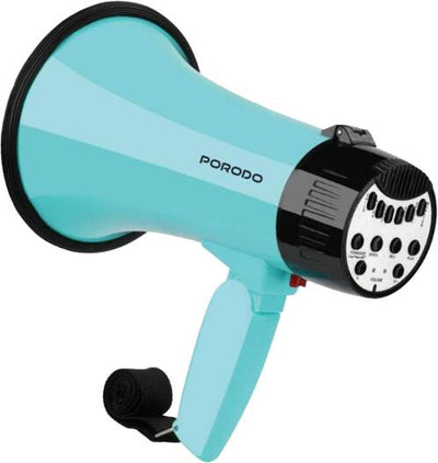 Porodo Lifestyle 30W Siren Bluetooth Recorder Megaphone with 6 Voice Modes - Sky Bl ue