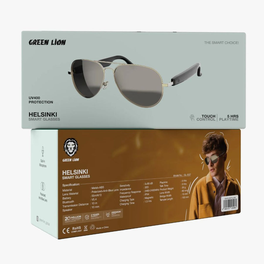 GREEN LION HELSINKI SMART GLASSES - BLACK