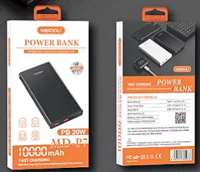 MEIDOU Aluminum Rohs Portable Mini Ultra Slim Powerbank With 2 Usb Output Power Bank 10000mah