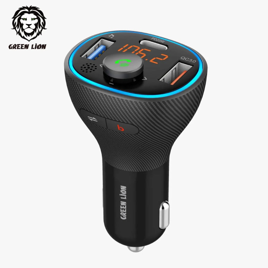 GREEN WIRELESS HANDS-FREE CAR KIT WITH BUILT-IN FM TRANSMITTER ( QC3.0 + PD 20W ) 38W