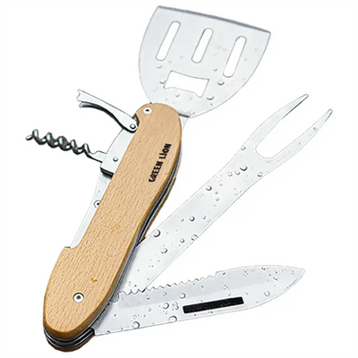 Green Lion Multifunction 5 in 1 BBQ Tool Set - Wood