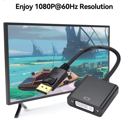 DisplayPort to DVI Adapter Cable DP to DVI 24+5 Male to Female Converter HD 1080p Adapter for Laptop HDTV Monitor Projector