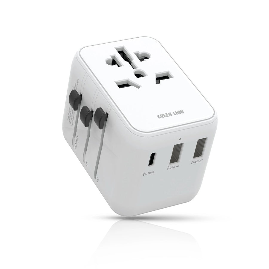 GREEN LION 20W UNIVERSAL TRAVEL ADAPTER - WHITE