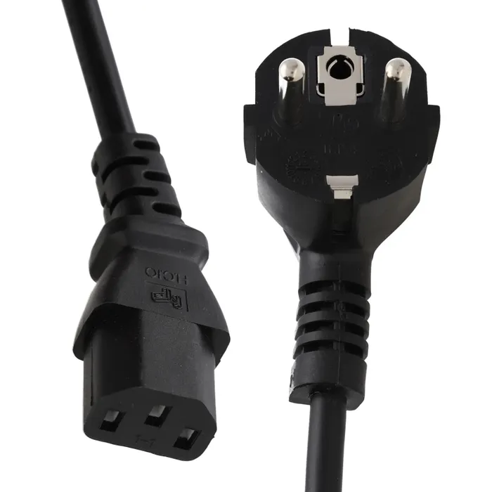 Power Cable Right Angled Schuko EU Plug to C13 1.00mm Lead 1m Black