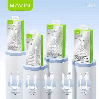 BAVIN U-CB351-XX Data Cables W/ 2Meters Fast Charging for Micro iPhone amp; Type-C IPHONE TYPE C C-C C-L