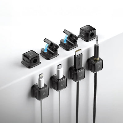 GREEN LION MAGNETIC CLIP CABLE ORGANIZER 10 PCS/SET - BLACK