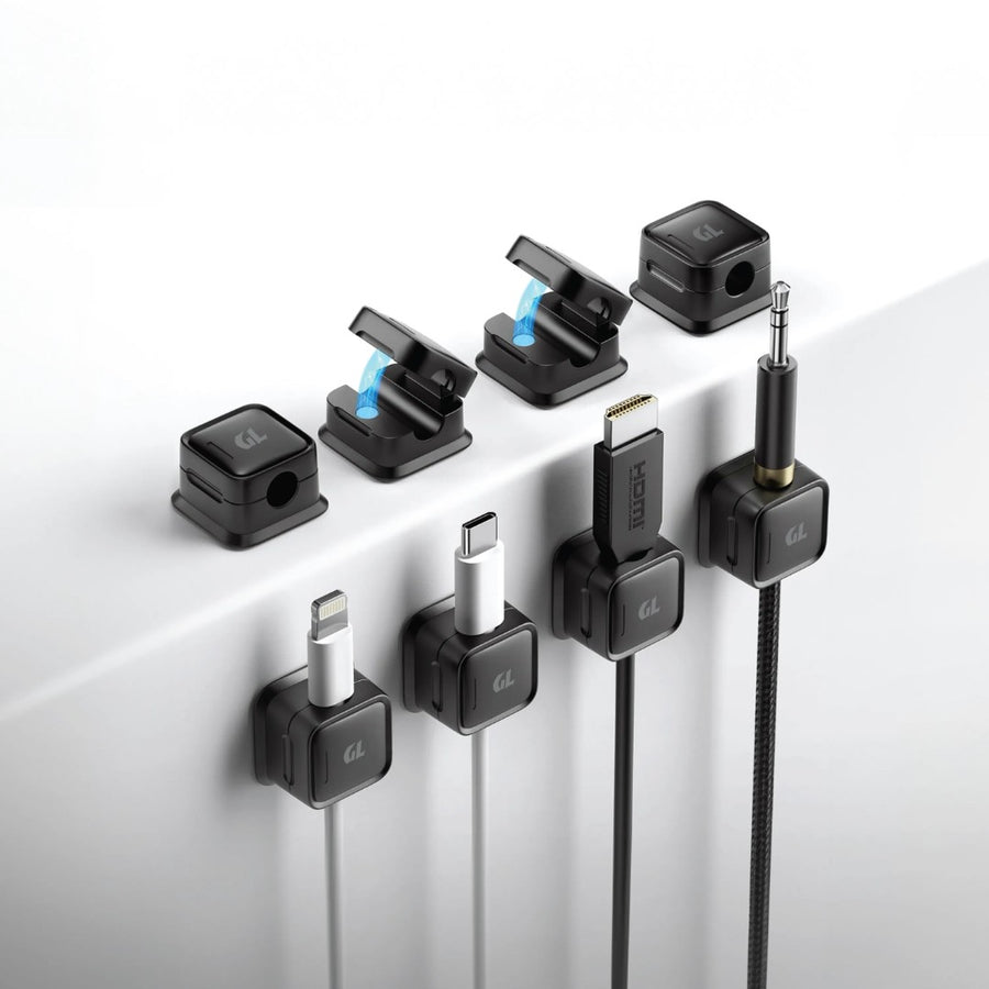 GREEN LION MAGNETIC CLIP CABLE ORGANIZER 10 PCS/SET - BLACK
