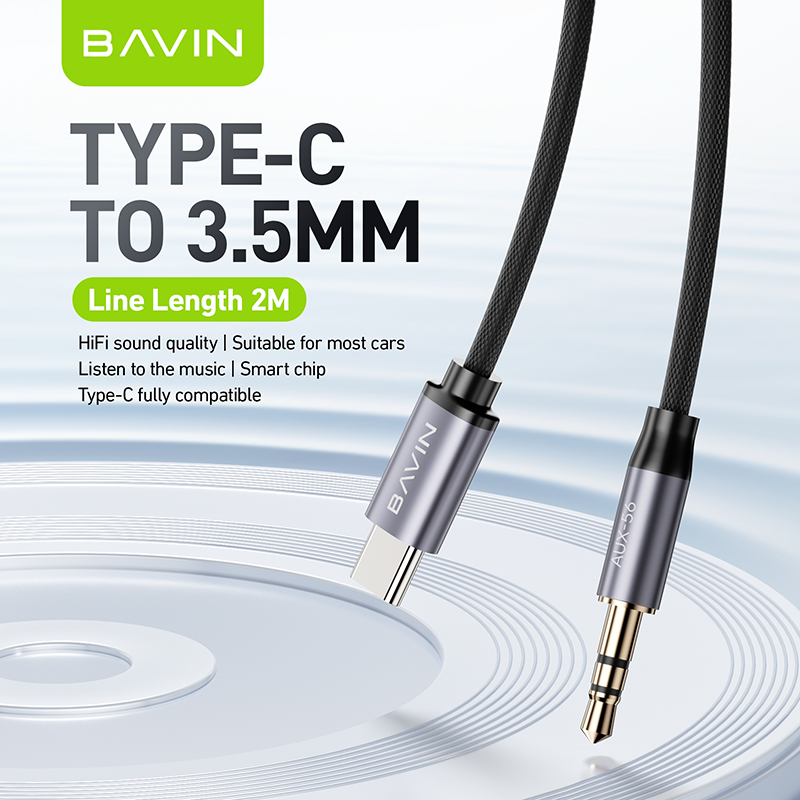 BAVIN H-XX-AUX56 Hi-Fi Audio Cable Nylon Braided for Type-C