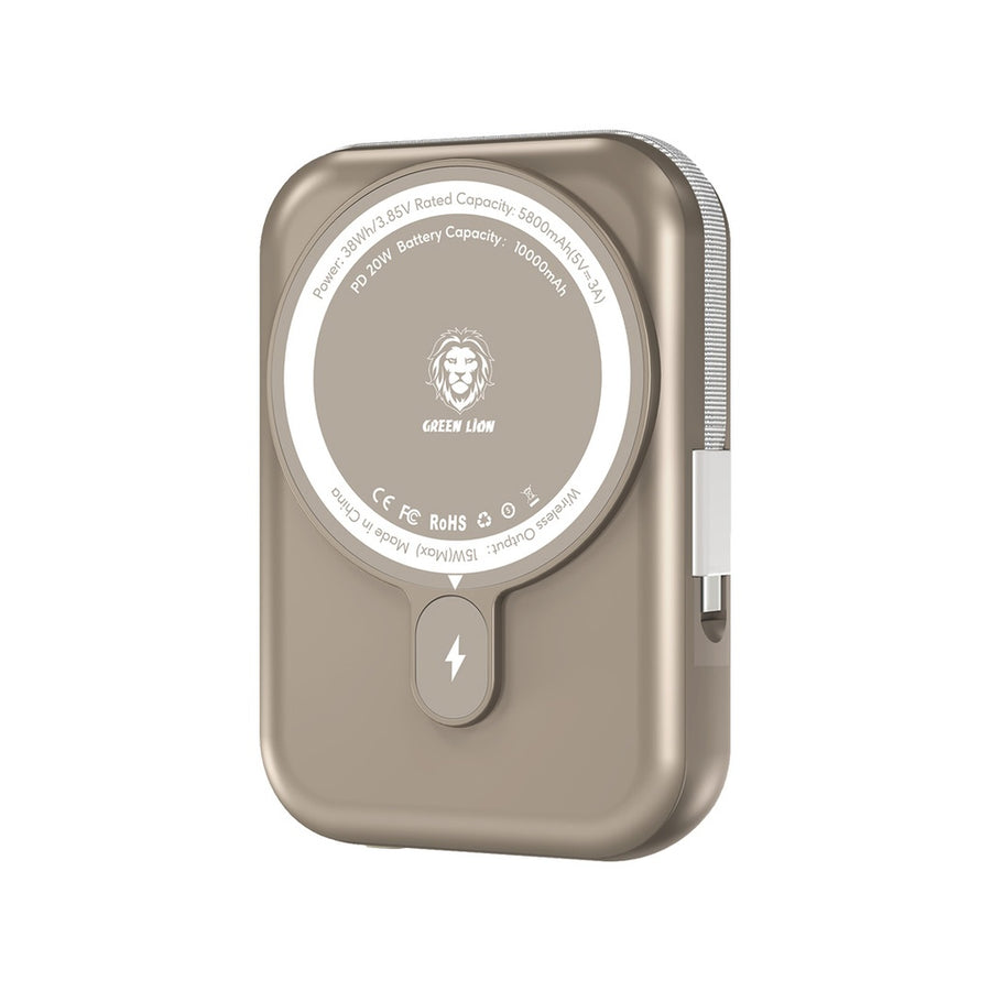 Green Lion Monaco Power Bank 10000mAh with Type-C Cable - Desert Titanium