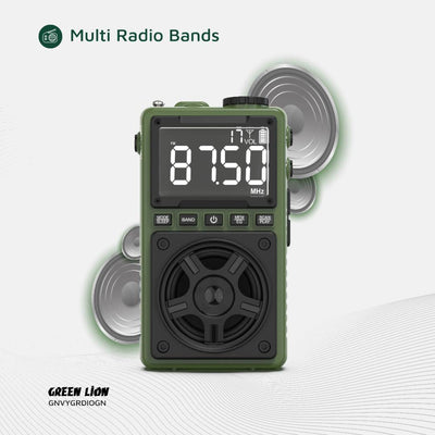 GREEN LION VOYAGER PORTABLE RADIO WITH BLUETOOTH SPEAKER - GREEN