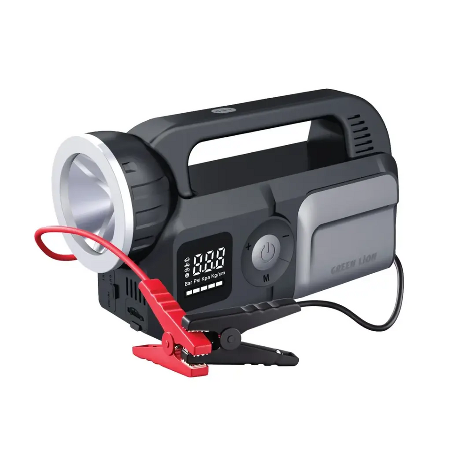 Green Lion Savior 12V Jump Starter - 8L Gasoline, 6L Diesel Engines - Gray
