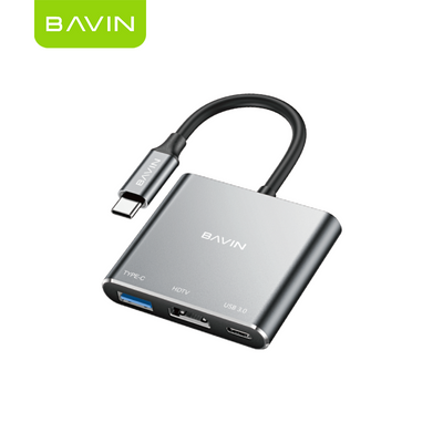 BAVIN U-O-55 3-in-1 Type-C to HDMI 4K Hub w/ High-Speed Data Transfer