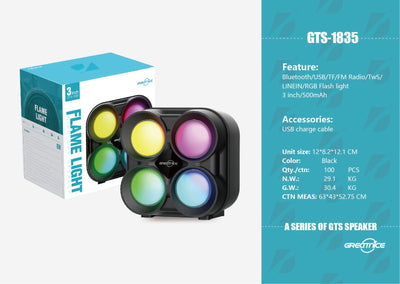 3 inch Portable Speaker VIP1 Model Unit Size: 12*8.2*12.1CM GTS-1835