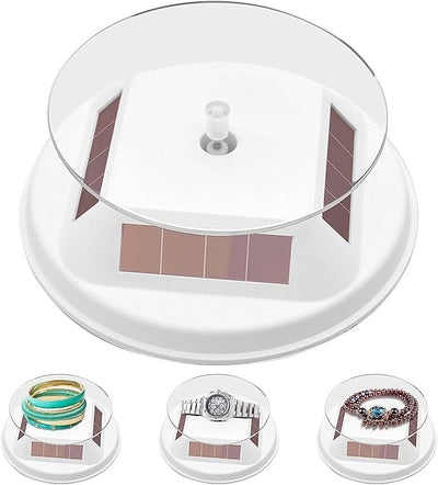 360&deg;Solar Powered Rotating Display Stand-WHITE