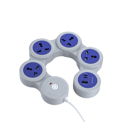 Porodo USB-A Type-C and 4 AC Multiport Socket with UK Plug 2500W PD 20W 1.8M, Universal Sockets, Built-In Safeguard, Over-Heat Protection - Gray