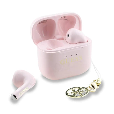 Guess Charm TWS Wireless Earphones With Glossy Effect amp;amp;amp;amp; Classic Logo Print- PINK/ BLACK