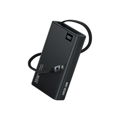 Green Lion Retractable Power Bank 35w 10000mah - Black/ Grey