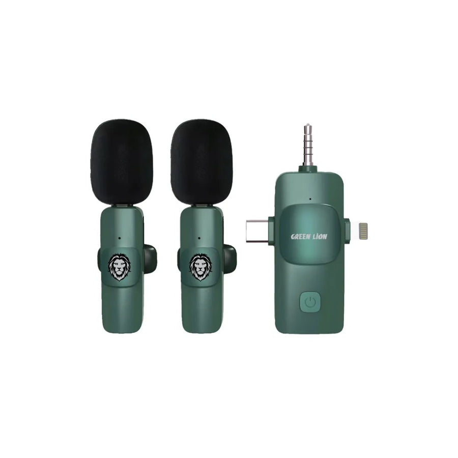 GREEN LION 3 IN 1 MICROPHONE TYPE-C / LIGHTNING / AUX - GREEN