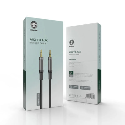 GREEN LION AUX TO AUX BRAIDED CABLE 1M - BLACK