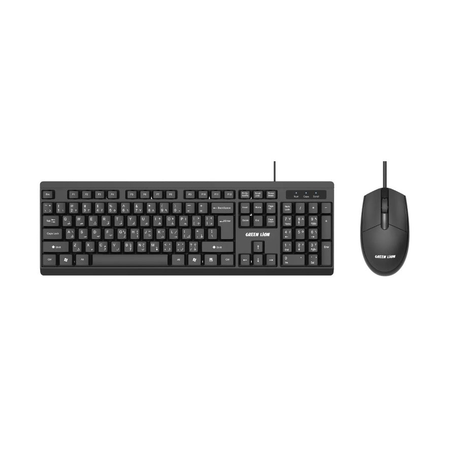 GREEN LION GKM-100 WIRED KEYBOARD AND MOUSE - BLACK