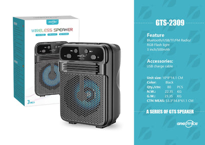 3 inch Portable Speaker VIP1 Model Unit Size: 10*8*14.1CM GTS-2309