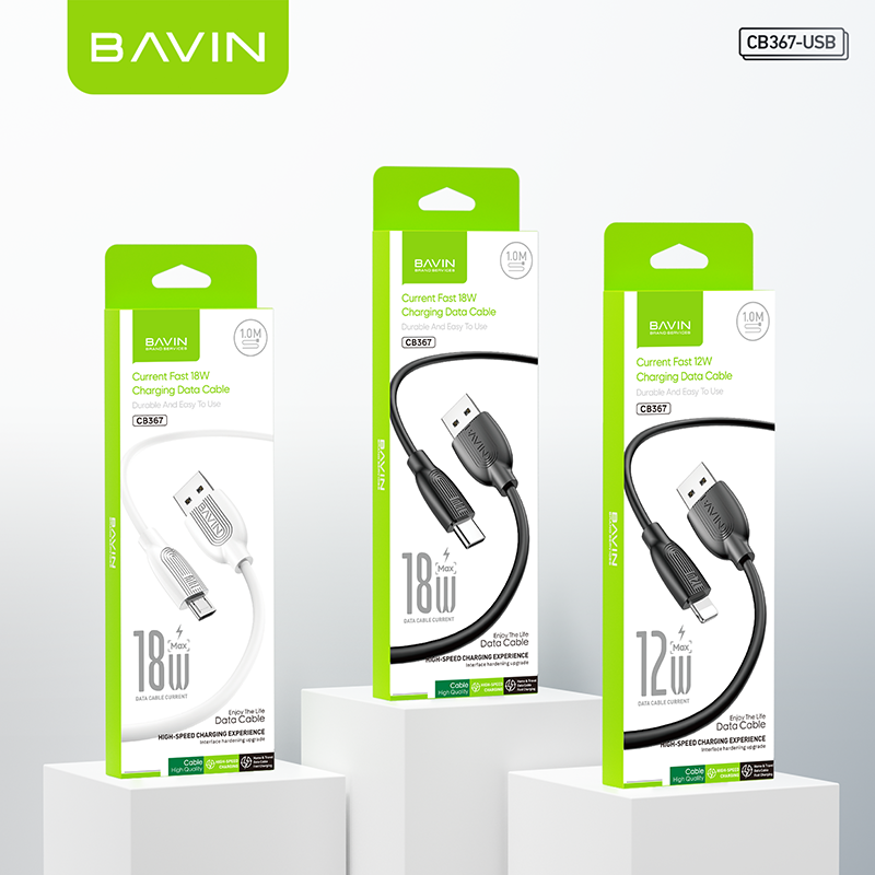 BAVIN CB367 1m 12W 18W Fast Charging Mobile Phone Data Cable USB-TYPE C USB-IOS USB-MICRO C-C 60W C-L PD 30W