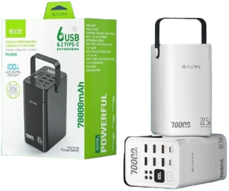 BAVIN Y-PC1062 70000mAh QC 3.0+PD 20W Powerbank w/ 6 USB amp; 2 Type-C Ports